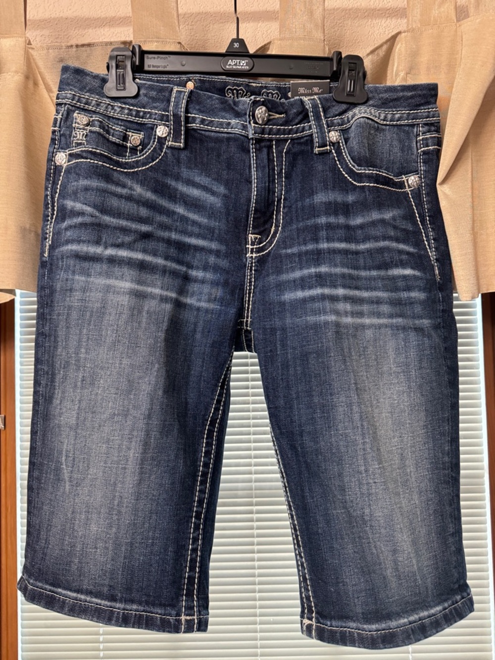 Miss Me Mid Rise Curvy Dark Bermuda Shorts.  NWT. Smoke free home